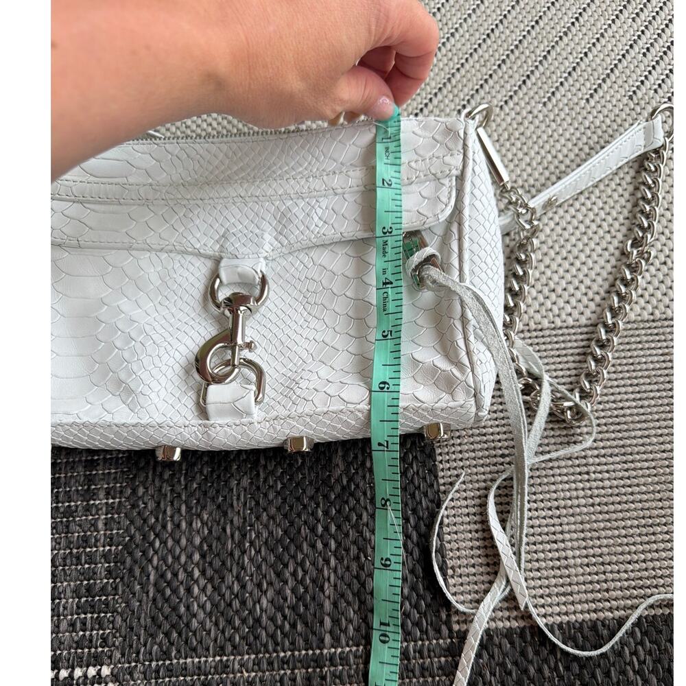 REBECCA MINKOFF Snake Embossed Mini M.A.C. Crossbody Bag White Leather - Picture 7 of 8